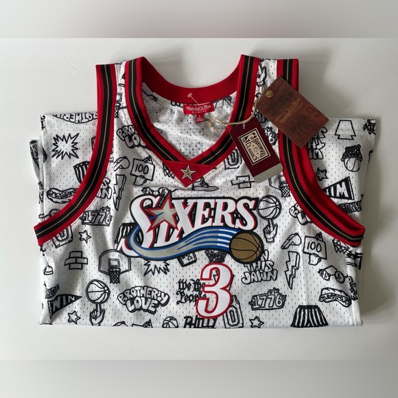 NBA Women's Mitchell & Ness Allen Iverson White Philadelphia 76ers 2000 Jersey - Picture 2 of 8